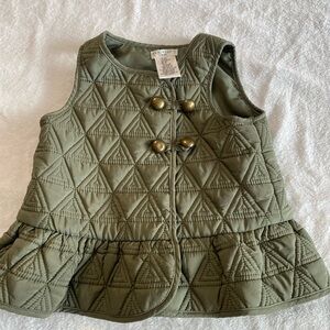 Olive Green Quilted Kids Vest